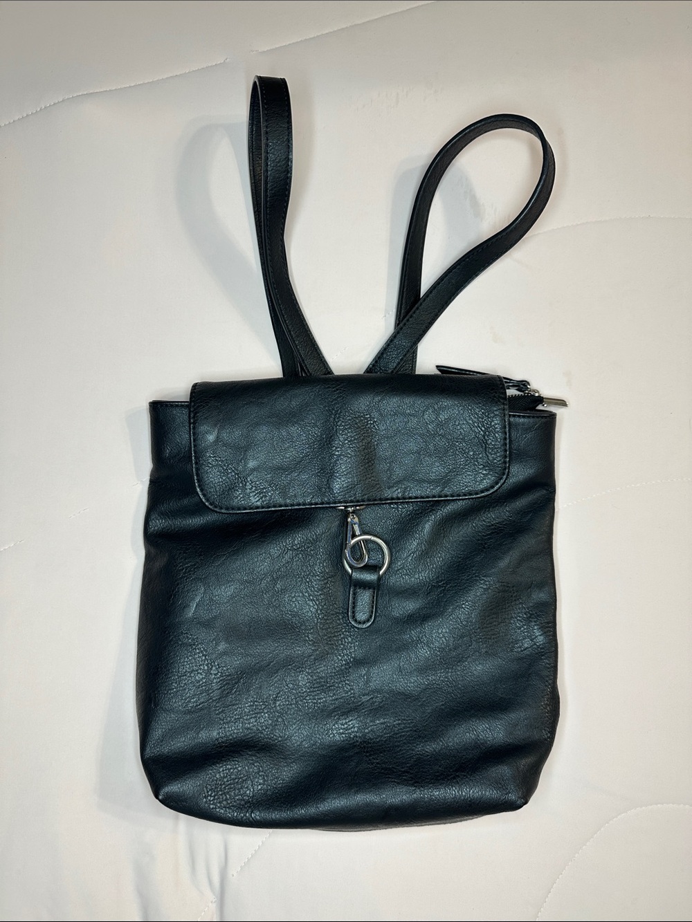 Brandy Melville Classic Black faux Leather Crossbody Backpack